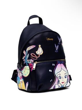 Disney Wondapop  Black Mini Backpack with Pastel Alice Artwork